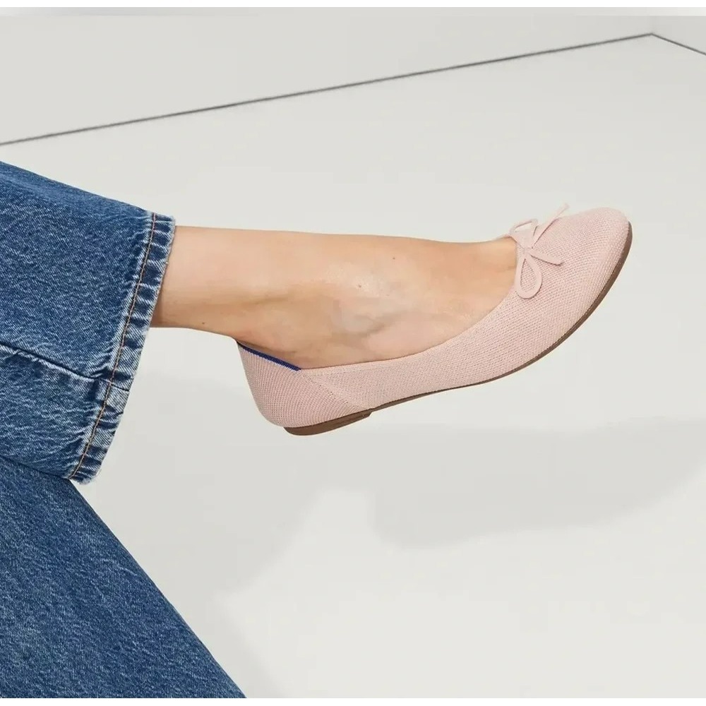 ROTHY'S Ballerina Pink Bow Round Toe Slip On Flats